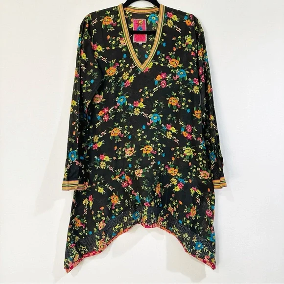 🔥 HOST PICK 🔥 Johnny Was Asymmetrical Floral Sheer Tunic Size XS - Picture 1 of 4